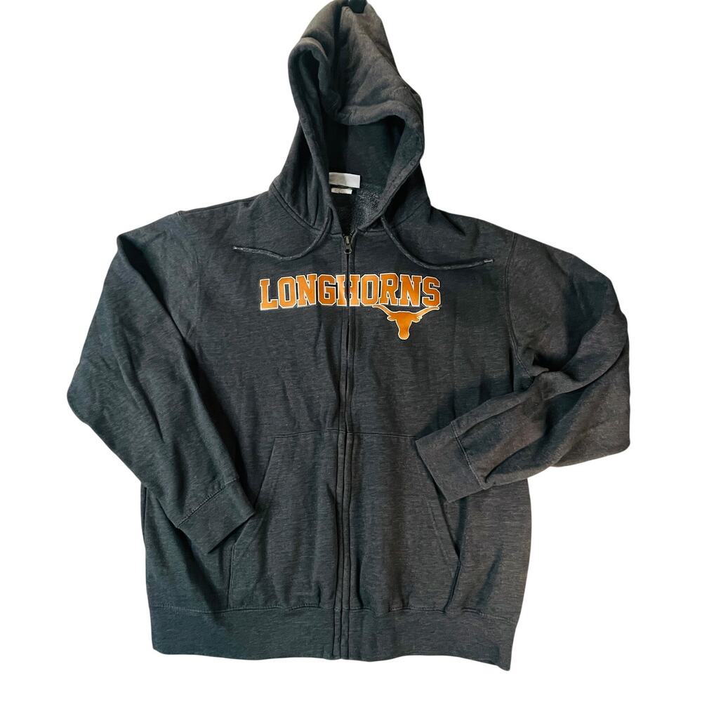 Retro Texas Longhorns Men’s Large Gray Full Zip Hoodie Majestic Section 101 NCAA
